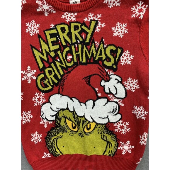 The Grinch 2023 Crew Neck Sweater Adults XL Red Graphic Knit MERRY CHRISTMAS - Picture 2 of 12